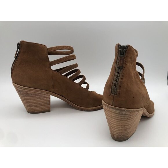 Eileen Fisher James Strappy Sandals Tan Light Brown Open Toe Zip Back Women's 9 - Picture 4 of 8